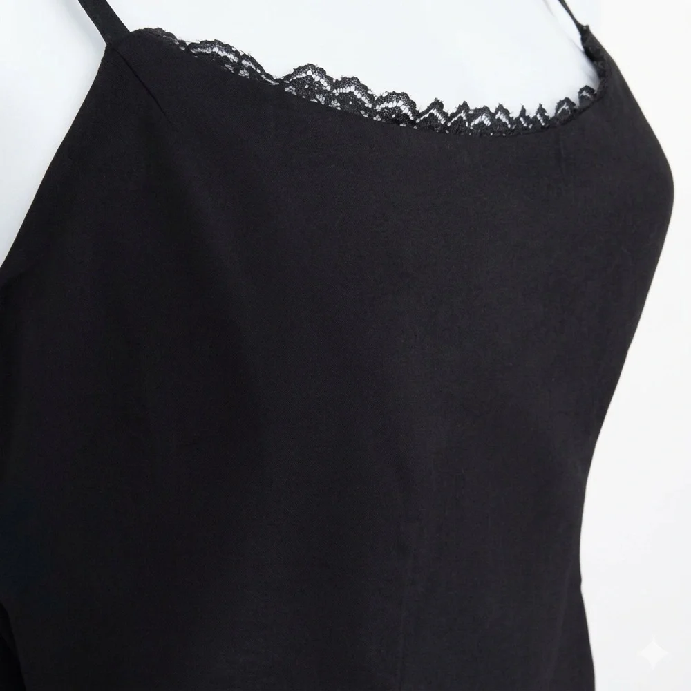 Reformation Genevieve Lace Trim Black Camisole Size 6 - Picture 6 of 8